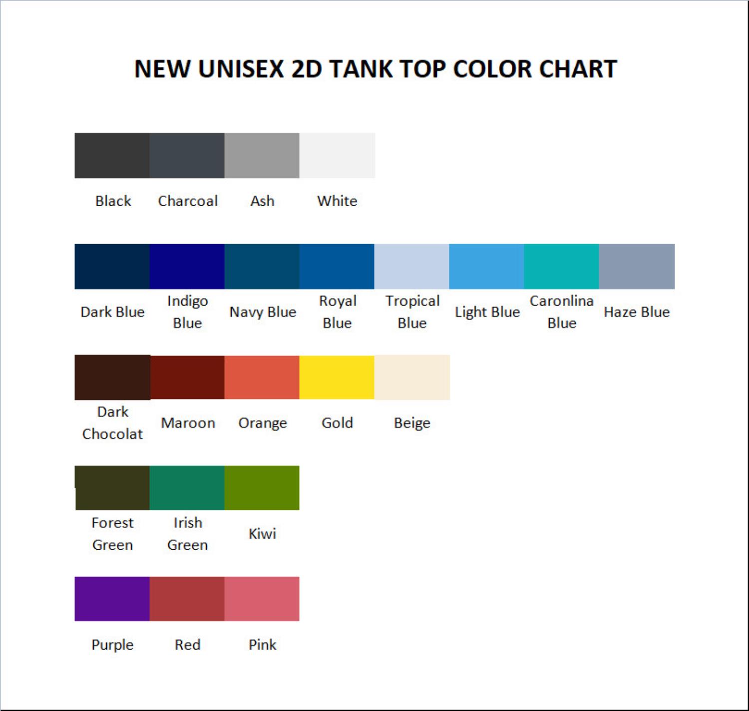 tank top color chart - Total Drama Island Store