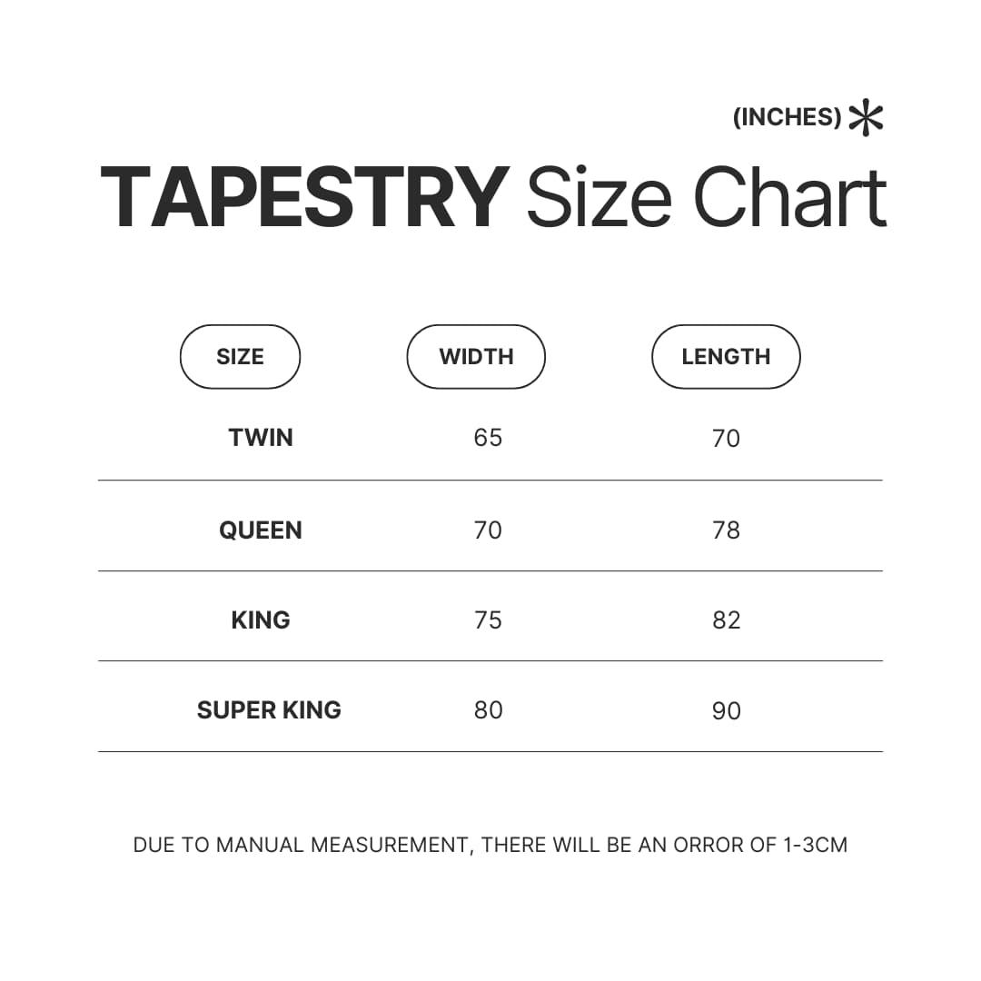 Tapestry Size Chart - Total Drama Island Store